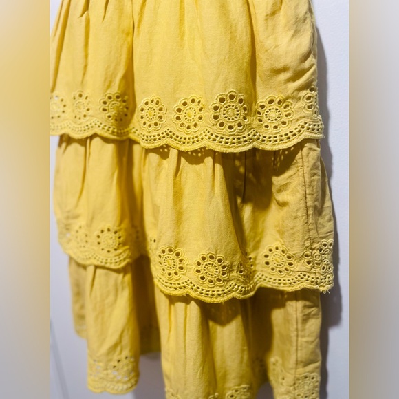 NWOT Old Navy Sleeveless Tiered Eyelet Dress for Girls in Yellow - Picture 4 of 4